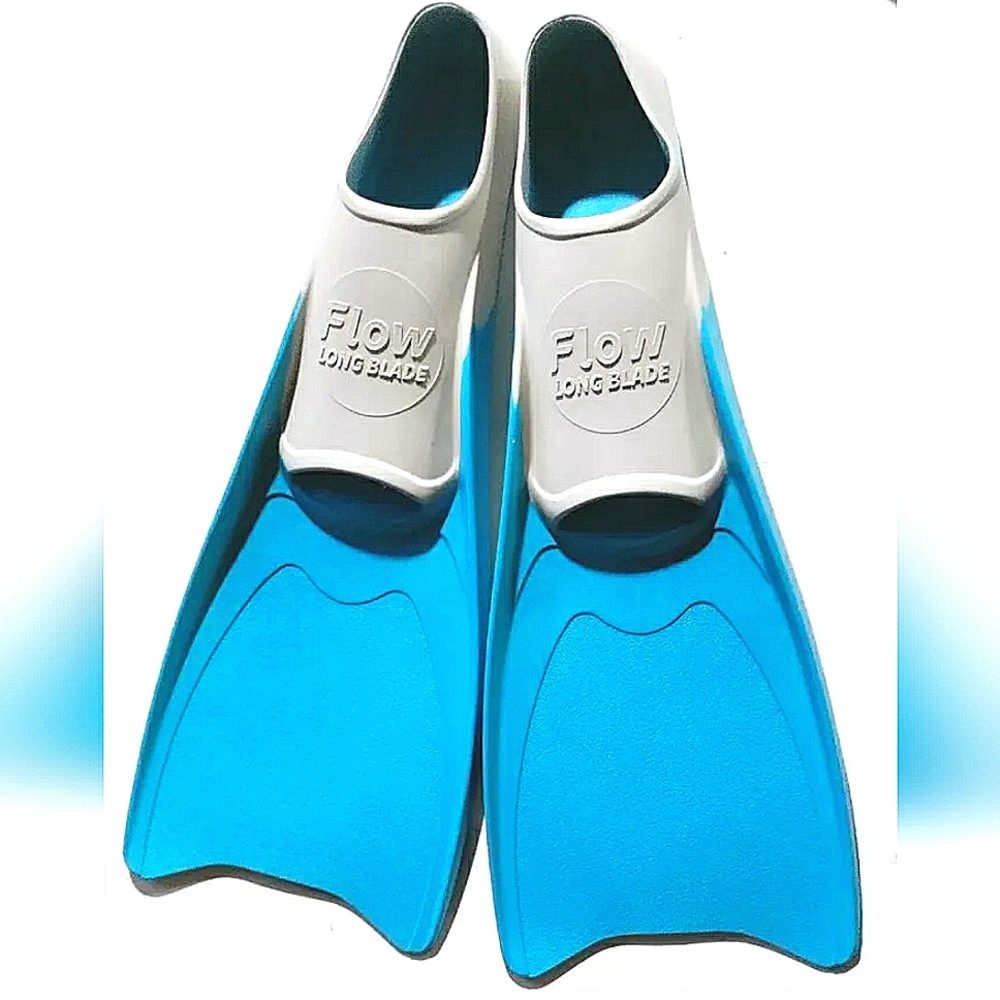 NEW! Flow Long Blade Fins for Swim & Lap Training. Youth XXXXS/4XS (10-12). Aqua